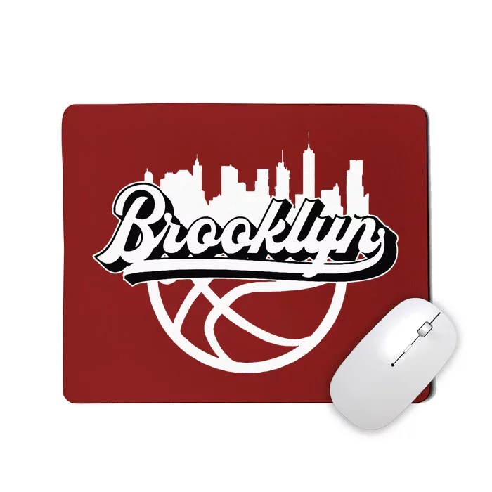 Brooklyn Vintage Basketball Script City Skyline Fan Mousepad