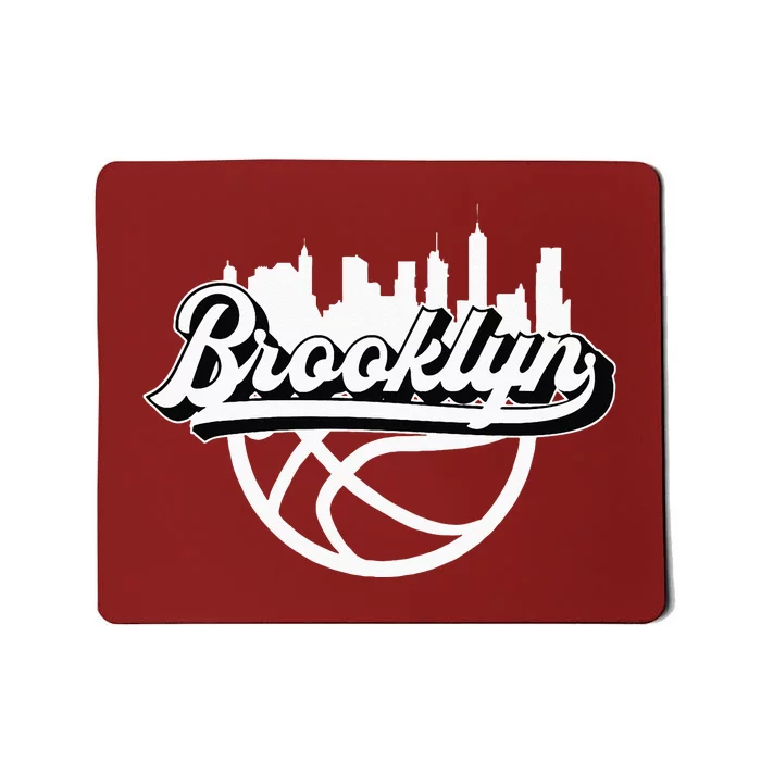 Brooklyn Vintage Basketball Script City Skyline Fan Mousepad