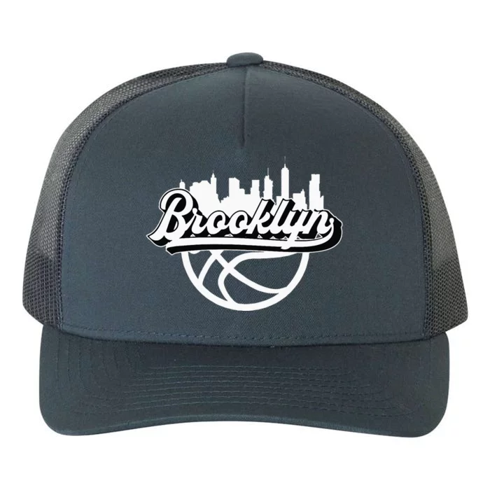 Brooklyn Vintage Basketball Script City Skyline Fan Yupoong Adult 5-Panel Trucker Hat