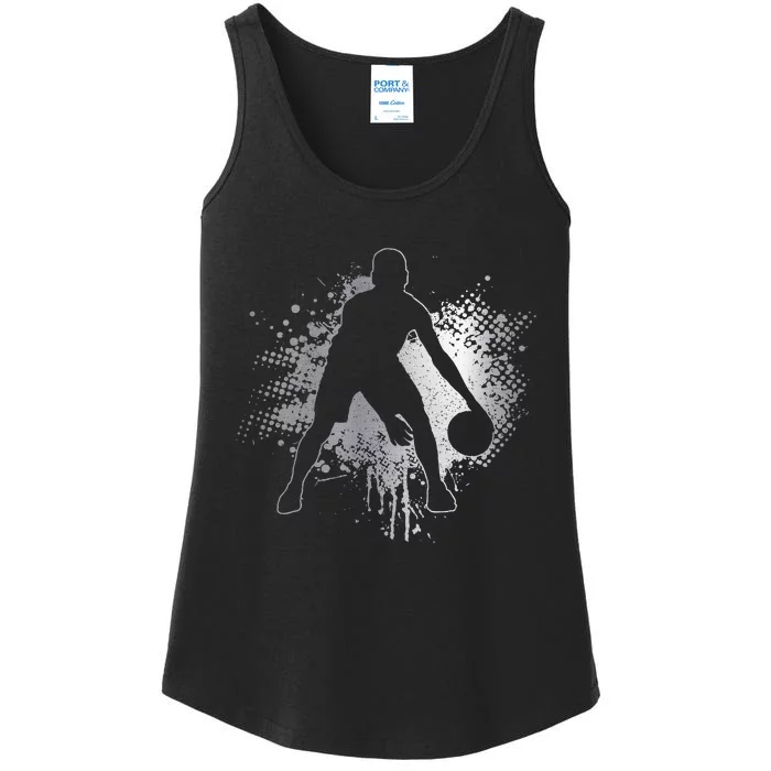 Basketball Vintage Bball Player Coach Sports Baller Ladies Essential Tank