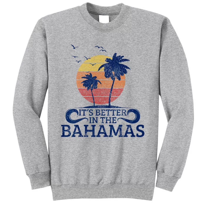 Bahamas Vintage Beach Palm Trees Sunset Vacation Souvenir Tall Sweatshirt