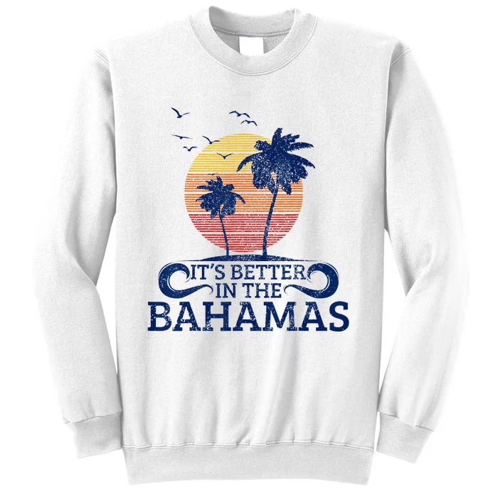 Bahamas Vintage Beach Palm Trees Sunset Vacation Souvenir Sweatshirt