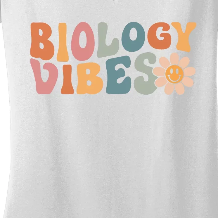 Biology Vibes Biology Teacher Student First Day Of School Women's V-Neck T-Shirt