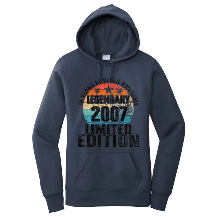 Birthday Vintage Birth Year 2007 Birthday Birthday Women's Pullover Hoodie