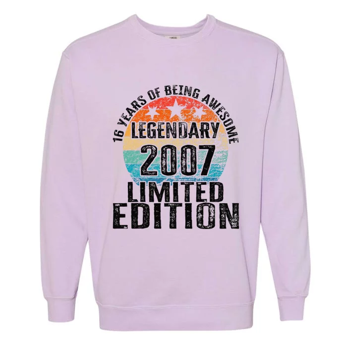 Birthday Vintage Birth Year 2007 Birthday Birthday Garment-Dyed Sweatshirt