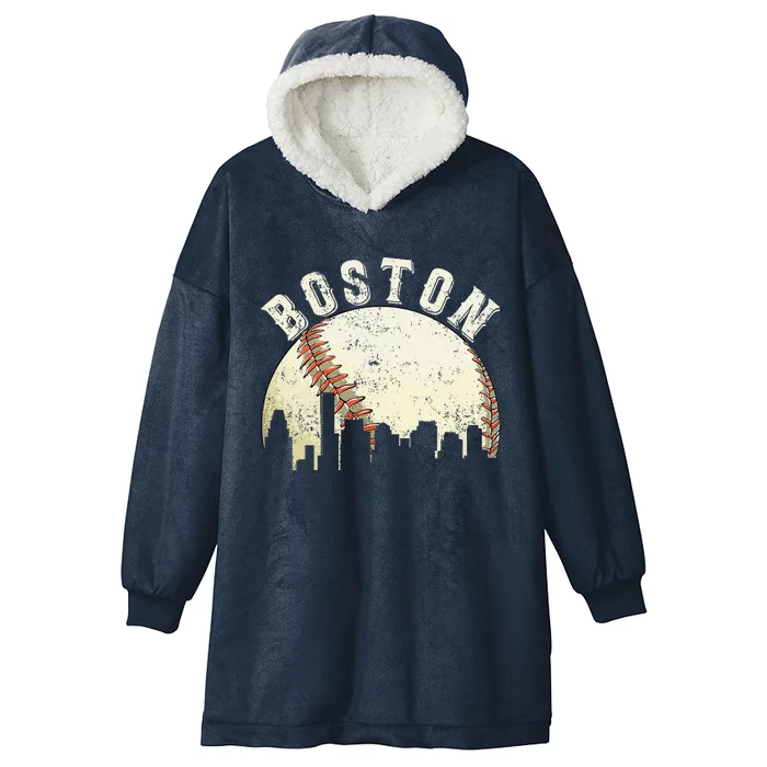 Boston Vintage Baseball Distressed Retro Hooded Wearable Blanket