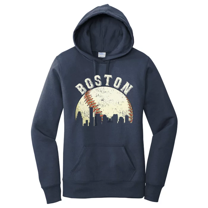 Boston Vintage Baseball Distressed Retro Women's Pullover Hoodie