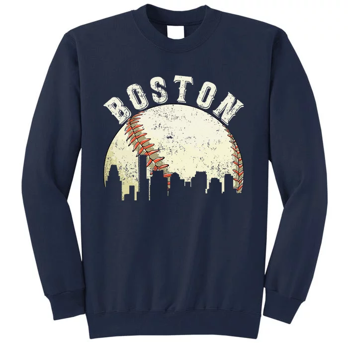 Boston Vintage Baseball Distressed Retro Tall Sweatshirt