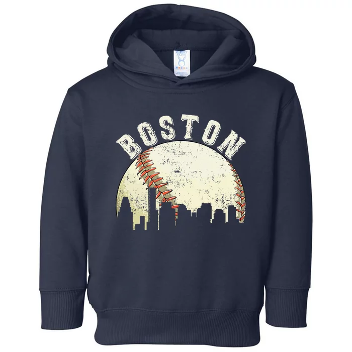 Boston Vintage Baseball Distressed Retro Toddler Hoodie