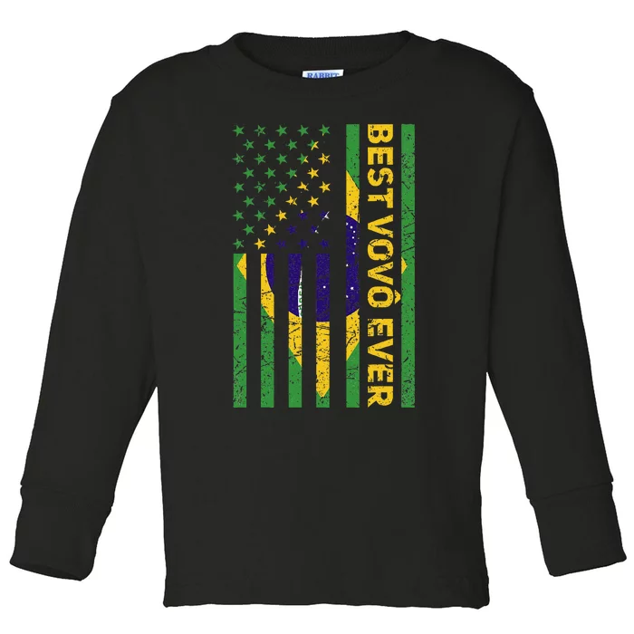 Best Vovô Brazil American Flag Toddler Long Sleeve Shirt