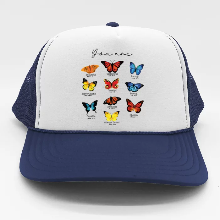 Bible Verse Christian Scripture Watercolor Butterfly Psalm Trucker Hat