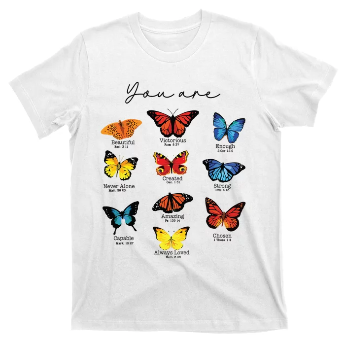 Bible Verse Christian Scripture Watercolor Butterfly Psalm T-Shirt