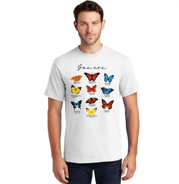 Bible Verse Christian Scripture Watercolor Butterfly Psalm Tall T-Shirt