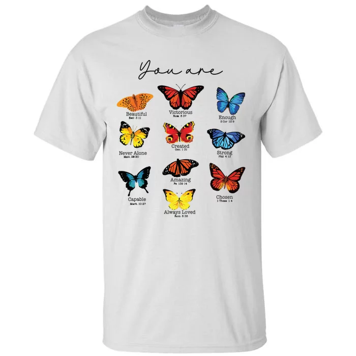 Bible Verse Christian Scripture Watercolor Butterfly Psalm Tall T-Shirt