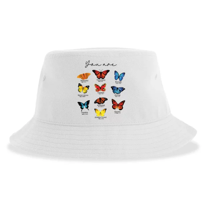 Bible Verse Christian Scripture Watercolor Butterfly Psalm Sustainable Bucket Hat