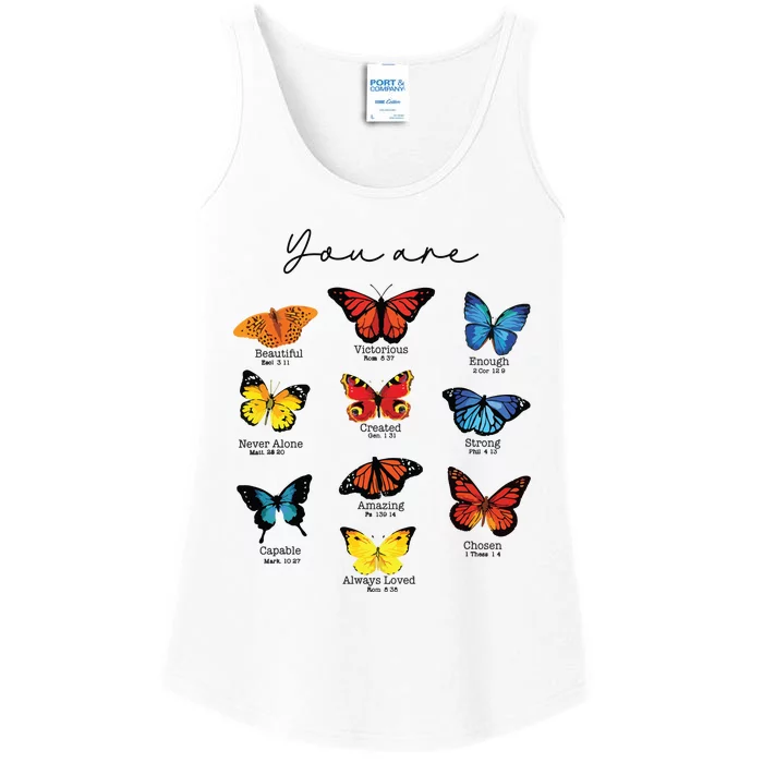 Bible Verse Christian Scripture Watercolor Butterfly Psalm Ladies Essential Tank