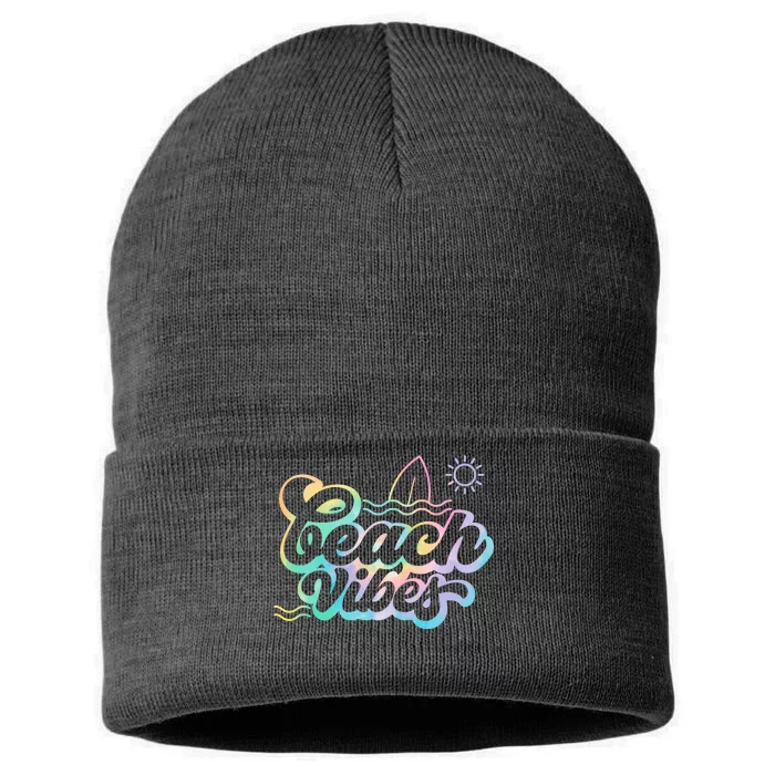 Beach Vibes Colorful Ocean Sustainable Knit Beanie