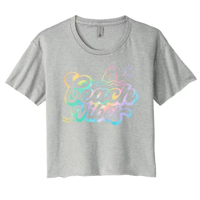 Beach Vibes Colorful Ocean Women's Crop Top Tee