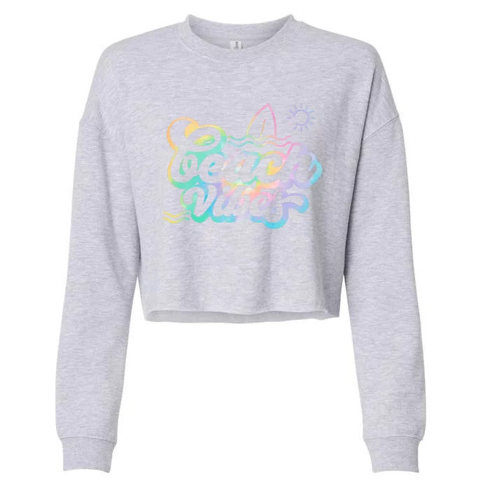 Beach Vibes Colorful Ocean Cropped Pullover Crew