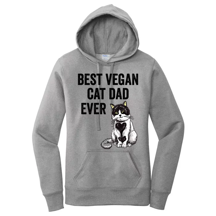 Best Vegan Cat Dad Ever Funny Cute Cat Dad Family Great Gift Women's Pullover Hoodie