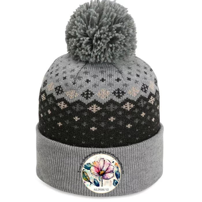 Bible Verse Christian Vintage Flower The Baniff Cuffed Pom Beanie