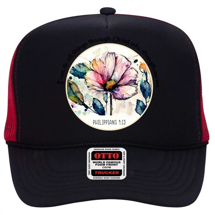 Bible Verse Christian Vintage Flower High Crown Mesh Trucker Hat