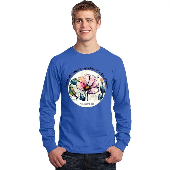 Bible Verse Christian Vintage Flower Tall Long Sleeve T-Shirt