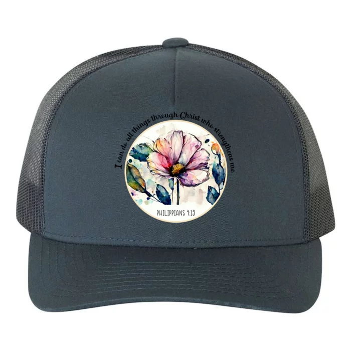 Bible Verse Christian Vintage Flower Yupoong Adult 5-Panel Trucker Hat