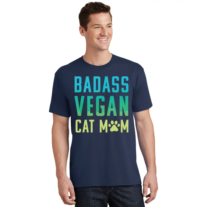 Badass Vegan Cat Mom Shirts Cute Vegan Shirts For Cat Lovers T-Shirt