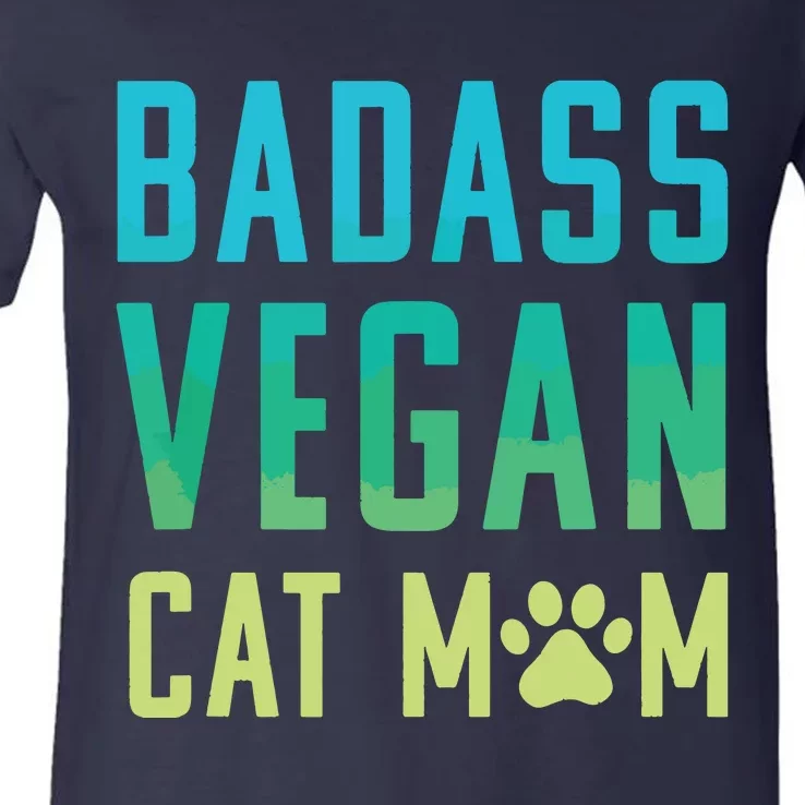 Badass Vegan Cat Mom Shirts Cute Vegan Shirts For Cat Lovers V-Neck T-Shirt