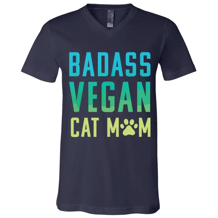 Badass Vegan Cat Mom Shirts Cute Vegan Shirts For Cat Lovers V-Neck T-Shirt