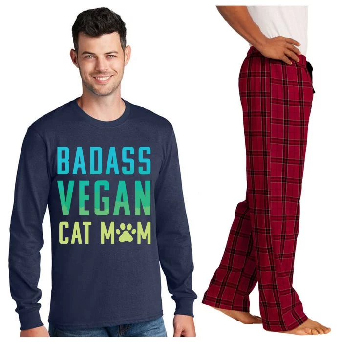 Badass Vegan Cat Mom Shirts Cute Vegan Shirts For Cat Lovers Long Sleeve Pajama Set