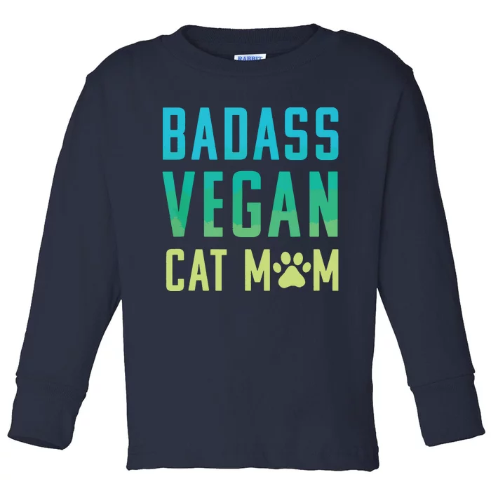 Badass Vegan Cat Mom Shirts Cute Vegan Shirts For Cat Lovers Toddler Long Sleeve Shirt