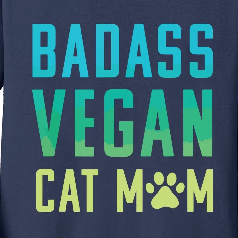 Badass Vegan Cat Mom Shirts Cute Vegan Shirts For Cat Lovers Kids Long Sleeve Shirt