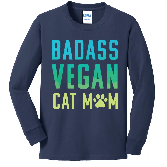 Badass Vegan Cat Mom Shirts Cute Vegan Shirts For Cat Lovers Kids Long Sleeve Shirt