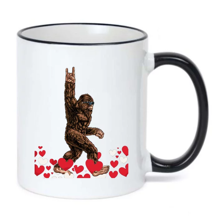 Bigfoot Valentines Day Funny Hearts Sasquatch Love Black Color Changing Mug