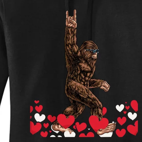 Bigfoot Valentines Day Funny Hearts Sasquatch Love Women's Pullover Hoodie