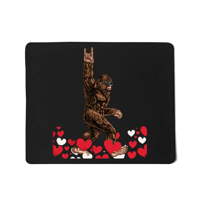 Bigfoot Valentines Day Funny Hearts Sasquatch Love Mousepad