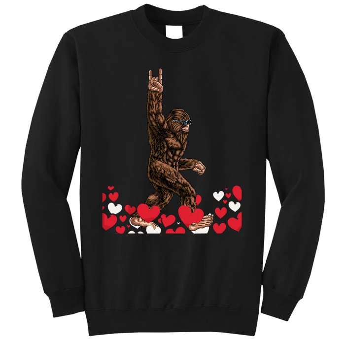 Bigfoot Valentines Day Funny Hearts Sasquatch Love Tall Sweatshirt