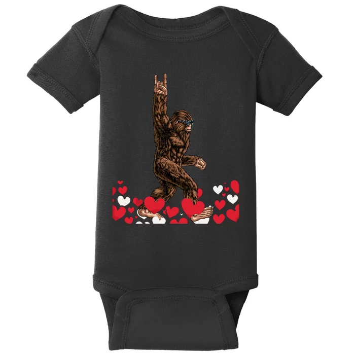 Bigfoot Valentines Day Funny Hearts Sasquatch Love Baby Bodysuit