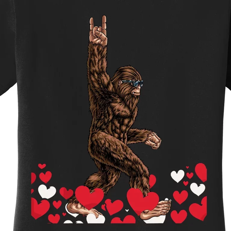 Bigfoot Valentines Day Funny Hearts Sasquatch Love Women's T-Shirt