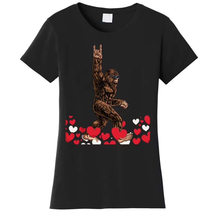 Bigfoot Valentines Day Funny Hearts Sasquatch Love Women's T-Shirt