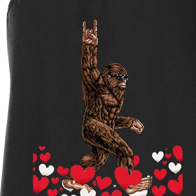 Bigfoot Valentines Day Funny Hearts Sasquatch Love Women's Racerback Tank