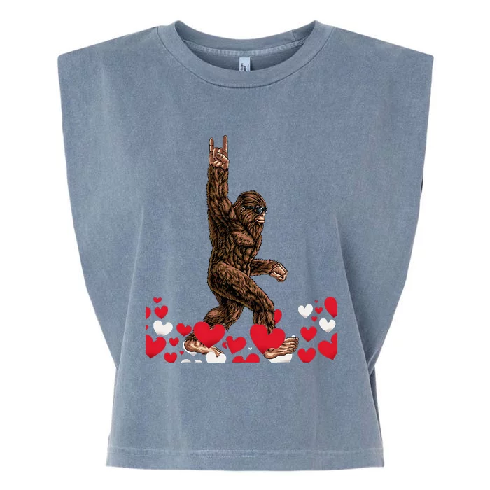 Bigfoot Valentines Day Funny Hearts Sasquatch Love Garment-Dyed Women's Muscle Tee