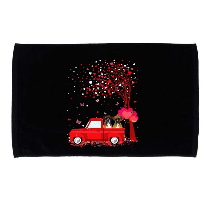 Boxer Valentine's Day Gifts Dogs Red Truck Hearts Microfiber Hand Towel