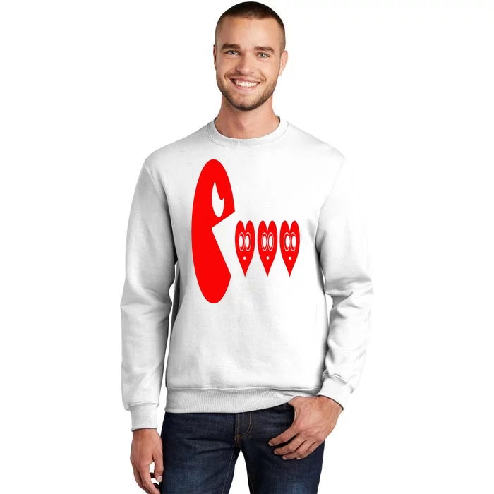 Boy Valentines Day Hearts Eating Funny Gamer Game Sweatshirt