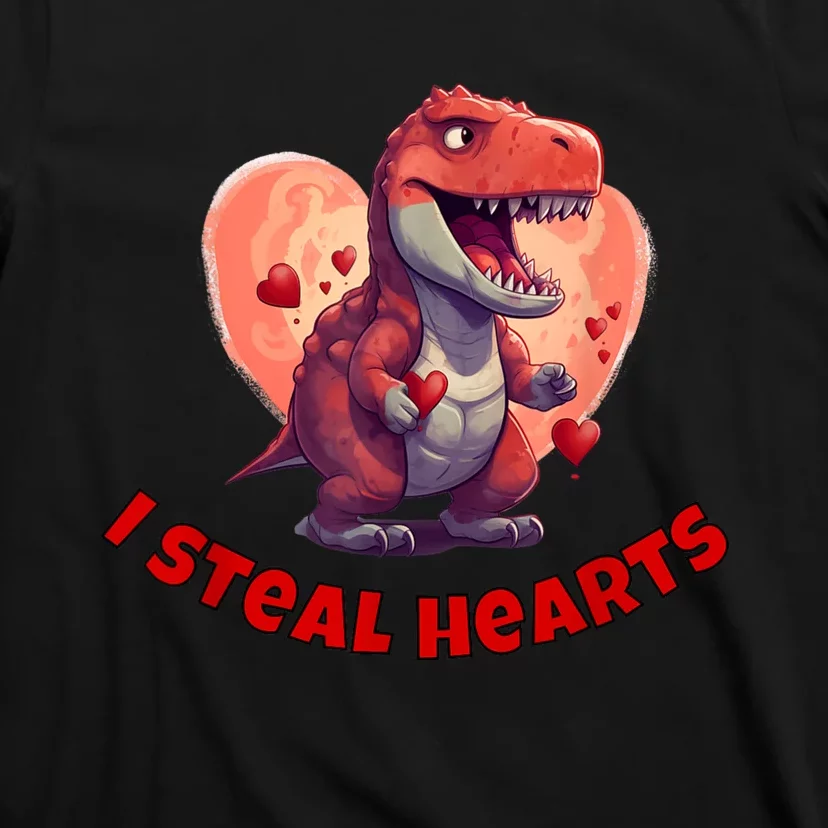 Boy Valentines Day Dino | I Steal Hearts T-Shirt