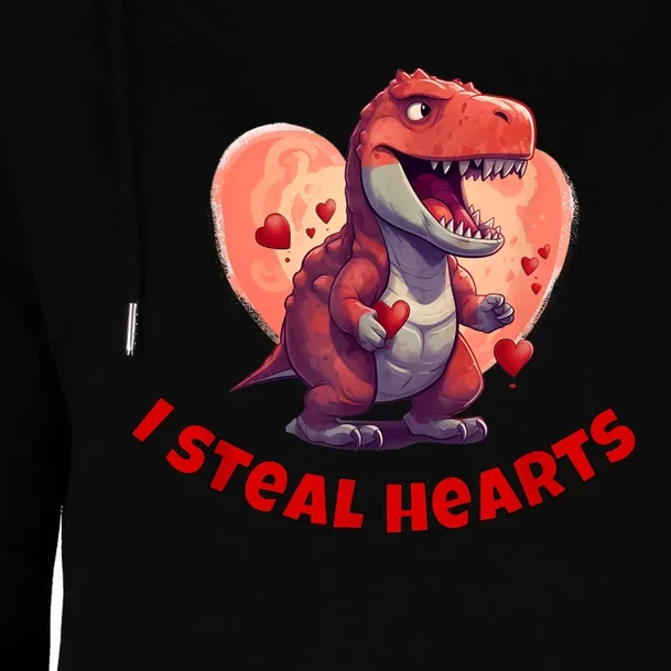 Boy Valentines Day Dino | I Steal Hearts Womens Funnel Neck Pullover Hood