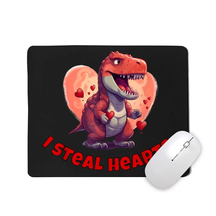 Boy Valentines Day Dino | I Steal Hearts Mousepad