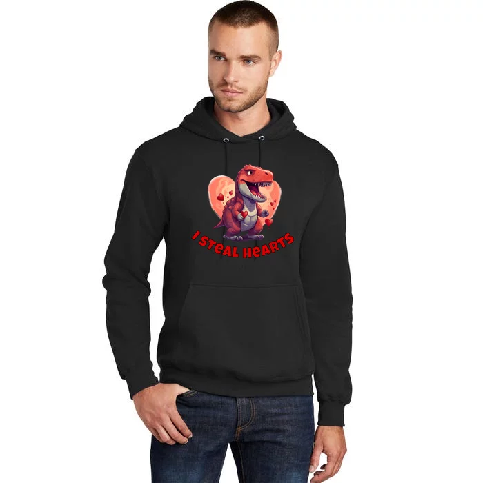 Boy Valentines Day Dino | I Steal Hearts Tall Hoodie